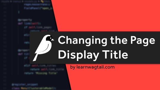 Changing the Page Display Title Cover Image
